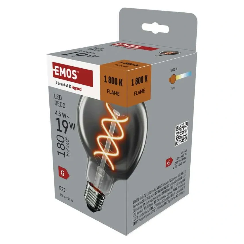 Emos Z52311 DECO SMOKE BULB - Retro LED žárovka E27 G95 s kouřovým sklem, 4,5W, 1800K