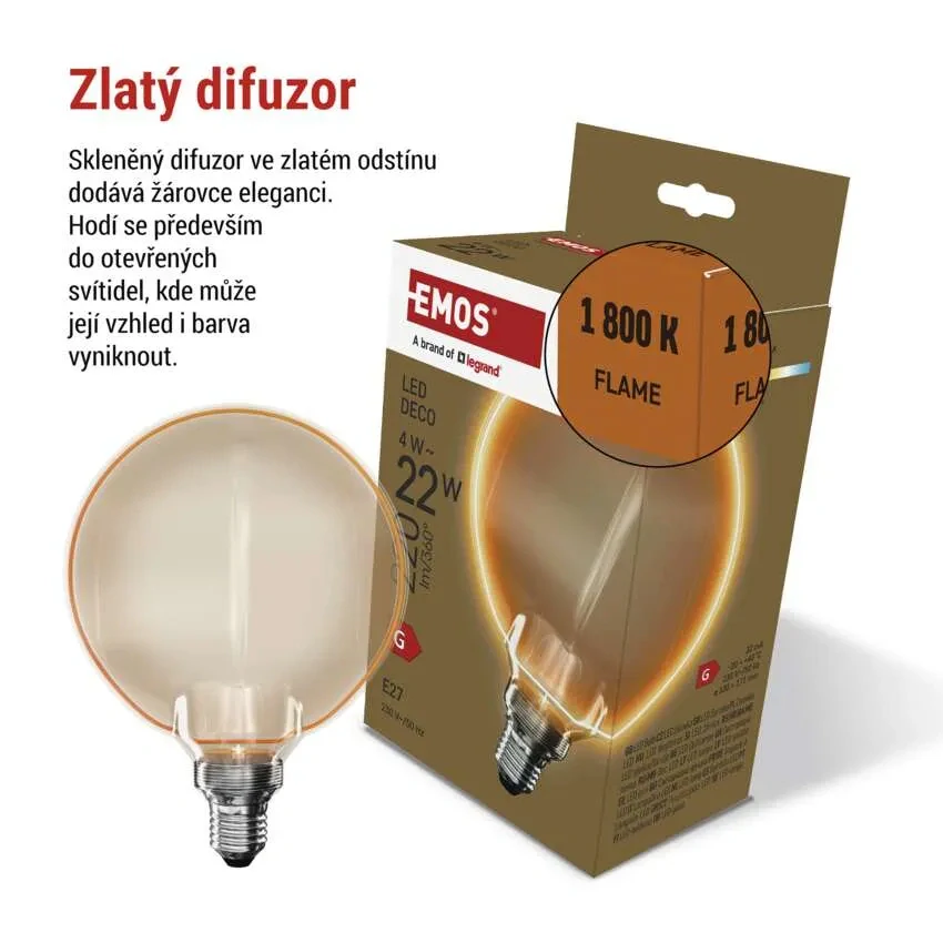 Emos Z5BO11 DECO VINTAGE BULB - Retro LED dekorativní žárovka G130OA, 4W, 1800K