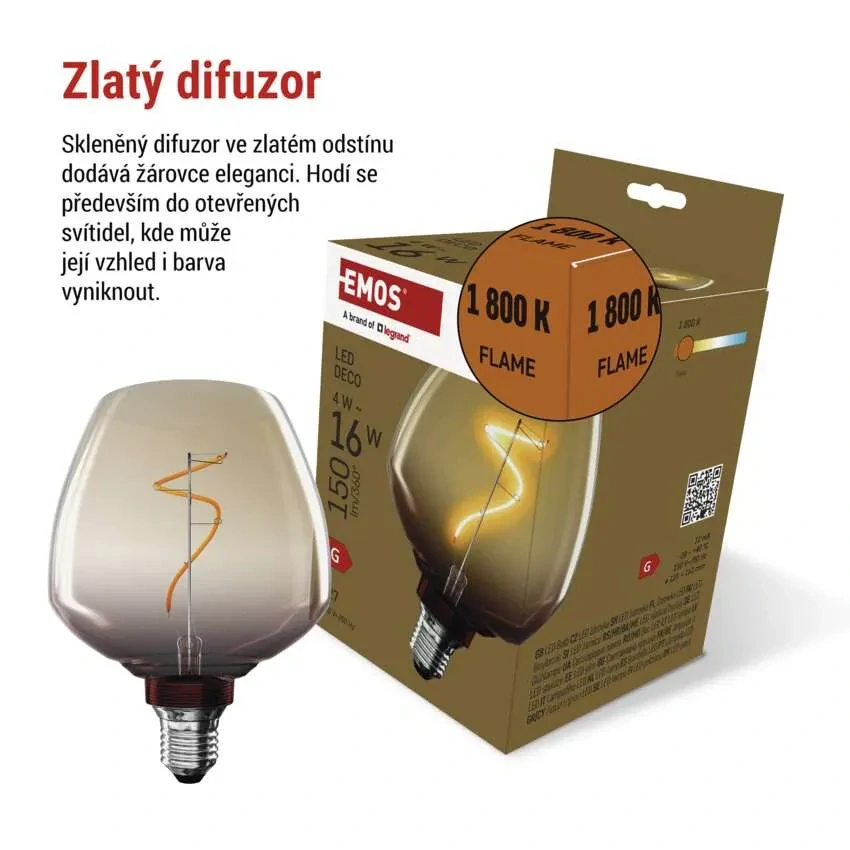 Emos Z59G01 DECO VINTAGE BULB - Retro LED dekorativní žárovka S123, 4W, 1800K