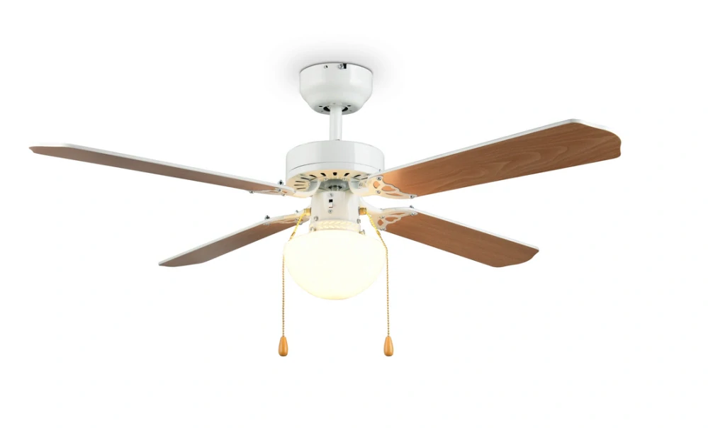 Trio R66592031 HAMMERFEST - Stropní ventilátor s osvětlením v dekoru dřeva nebo bílé barvě, 1 x E27, Ø 106,5cm