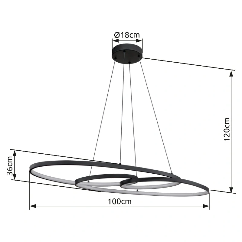 Globo 67177-40 SPIRA - Závěsné svítidlo v matné černé barvě, 39W, 2700/4000/6500K, 100 x 36cm