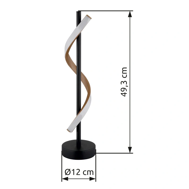 Globo 67354T WATKINS - Stolní lampa v matné černé barvě s imitací dřeva 12,5W, 3000K, 49cm
