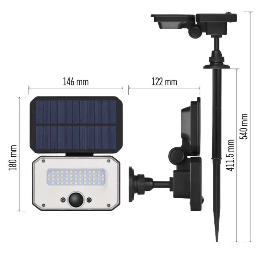 Emos ZG132S SPILO - LED nástěnné solární svítidlo s pohybovým čidlem, možnost zapíchnutí, 1500lm, 4000K, IP54