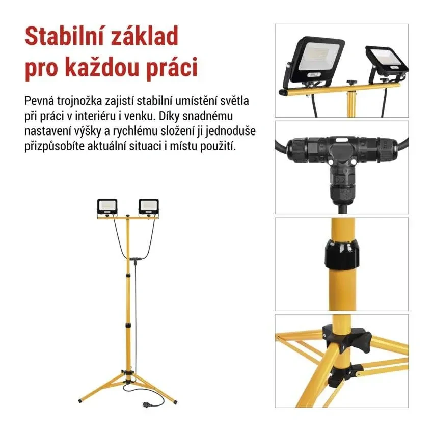 Emos ZS3213.2 GLARO - Přenosné LED reflektory na trojnožce, 2 x 30W, IP65