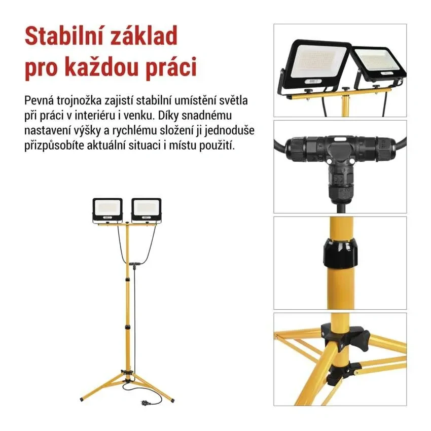Emos ZS3215.2 GLARO - Přenosné LED reflektory na trojnožce, 2 x 100W, IP65