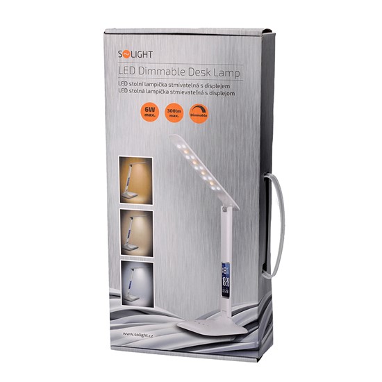 Solight WO43 - Stolní stmívatelná lampička s displejem bílém lesku