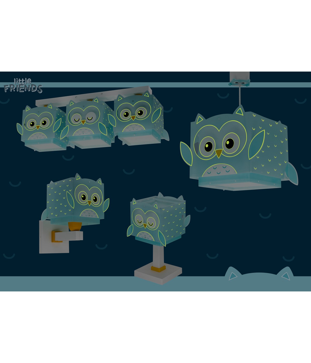 Dalber 64392 LITTLE OWL - Dětský lustr se sovičkou a s fosforeskujícími motivy + Dárek LED žárovka
