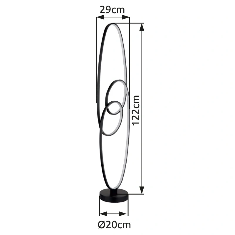 Globo 67177-36S SPIRA - Stojací LED lampa v matné černé barvě, 39W, 2700/4000/6500K, 122cm
