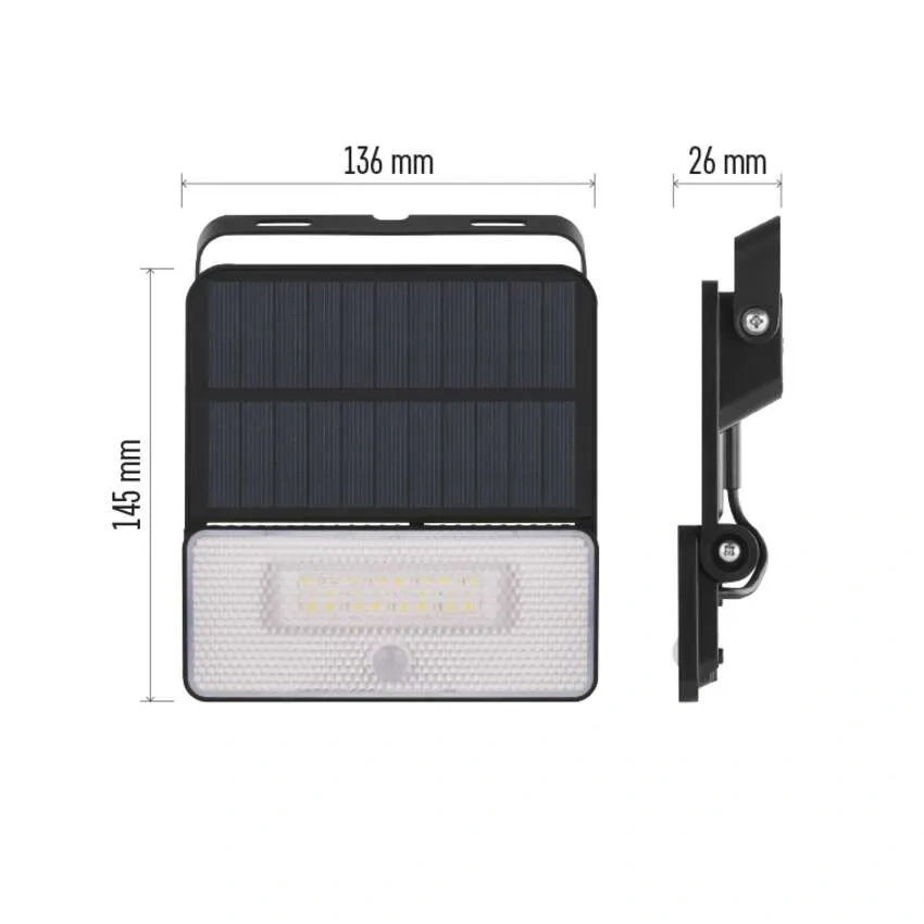 Emos ZG121S SOLO - LED nástěnné solární svítidlo s pohybovým čidlem, 1000lm, 4000K, IP54