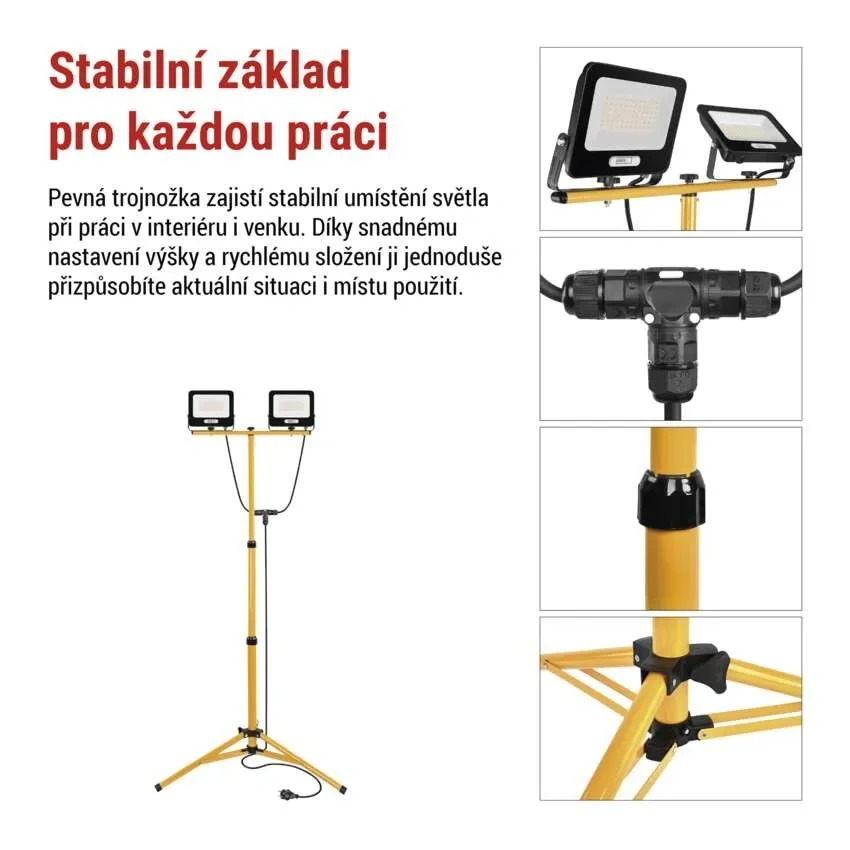 Emos ZS3214.2 GLARO - Přenosné LED reflektory na trojnožce, 2 x 50W, IP65