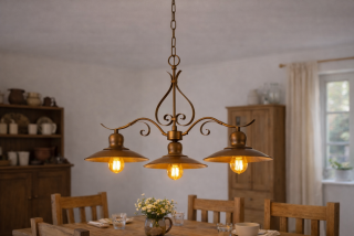 Redo LENA 02-760 - Trojramenný rustikální lustr do kulata se zlatou patinou, 3 x E27, Ø 59,5cm
