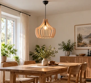 Trio Leuchten R30253830 WOOD - Závěsný lustr dřevěný Ø 44cm