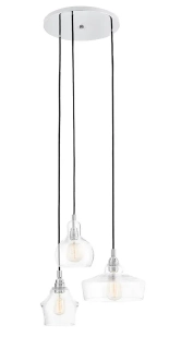 Kaspa 10525309 LONGIS  - Trojramenné závěsné svítidlo, čiré sklo, 3 x E27, Ø 40cm