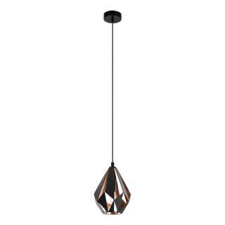 Eglo 49997 CARLTON 1 - Závěsné černo měděné retro svítidlo Ø 20,5cm