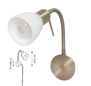 Rabalux 6320 SOMA - Nástěnné svítidlo s kabelem do zásuvky, barva bronz, 1 x E14
