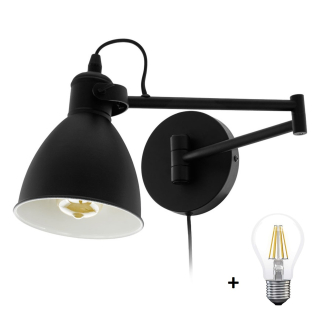 Eglo 97886 SAN PERI - Nástěnné svítidlo na otočném rameni s kabelem do zásuvky + Dárek LED žárovka
