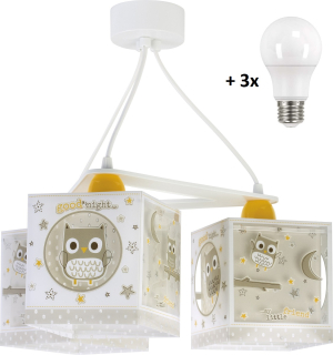 Dalber 63394 GOOD NIGHT - Dětské závěsné svítidlo se sovičkami + Dárek 3x LED žárovka