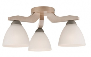 Lamkur LM 3.55 ADRIANO 27418 - Stropní dřevěný tříramenný lustr, 3 x E27, Ø 36cm / bílý buk