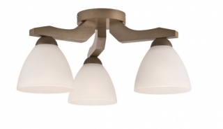 Lamkur LM 3.55 ADRIANO 27470 - Stropní dřevěný tříramenný lustr, 3 x E27, Ø 36cm / hnědé dřevo