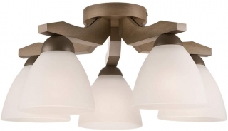 Lamkur LM 5.55 ADRIANO 27487 - Stropní dřevěný pětiramenný lustr, 5 x E27, Ø 41cm / hnědé dřevo