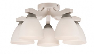 Lamkur LM 5.55 ADRIANO 27425 - Stropní dřevěný pětiramenný lustr, 5 x E27, Ø 41cm / bílý buk