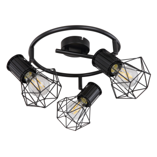 Globo 54017-3 PRISKA - Stropní retro svítidlo v černé barvě  3 x E27