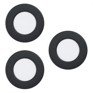 Eglo 99146 FUEVA 5 - Sada 3 ks LED podhledových svítidlel Ø 8,6cm, 2,7W, 3000K, černá, IP20