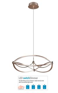 Trio Leuchten 321210108 CHARIVARI - Vypínačem stmívatelné LED závěsné svítidlo LED 42W, 3000K, Ø 62cm, mosaz