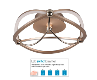 Trio Leuchten 621210108 CHARIVARI - Vypínačem stmívatelné LED stropní svítidlo LED 20W, 3000K, Ø 41cm, mosaz