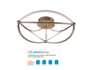 Trio Leuchten 621290108 CHARIVARI - Vypínačem stmívatelné LED stropní svítidlo LED 42W, 3000K, Ø 62cm, mosaz