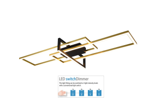 Trio Leuchten 620310308 SALINAS- Stropní LED svítidlo krokově stmívatelné nástěnným vypínačem, LED 34W, 3000K, 100x26cm, mosaz + černá