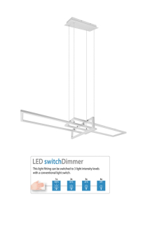 Trio Leuchten 320310331 SALINAS- Závěsné LED svítidlo krokově stmívatelné nástěnným vypínačem, LED 34W, 4000K, 110cm, bílá matná