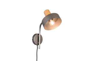 Trio Leuchten 209500167 GAYA - Retro nástěnná lampa s dřevěným prkem a vypínačem na kabelu 1 x E14