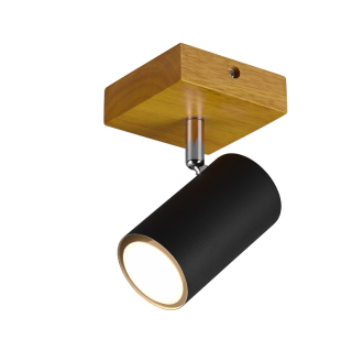 Trio Leuchten 812400132 MARLEY wood black - Nástěnné nebo stropní bodové svítidlo v černé barvě se dřevěnou monturou 1 x GU10