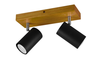 Trio Leuchten 812400232 MARLEY wood black - Stropní bodové svítidlo v černé barvě se dřevěnou monturou 2 x GU10