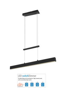 Trio Leuchten R32043132 PAROS - Závěsný stahovací lustr stmívatelný klasickým vypínačem, LED 21W + 11W, 3000K, 3000lm + 1500lm, 90cm