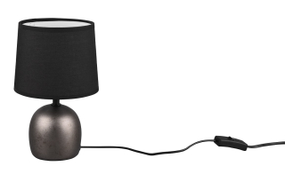 Trio Leuchten R50802667 MALU - Stolní lampička v antickém niklu, textilní stínidlo 1 x E14, 26cm výška 