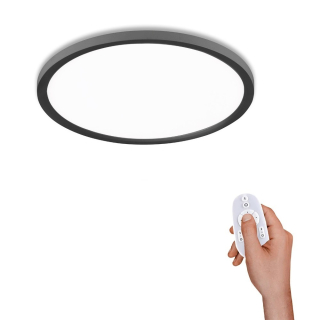 Leuchten Direkt 15571-18 FLAT - LED stropní černé svítidlo s dálkovým ovladačem, LED 23,5W, 2700-5000K, Ø 40cm