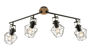 Leuchten Direkt 15674-78 JARO - Stropní retro industriální svítidlo ve dřevě a kovu 4 x E27, šířka 92cm