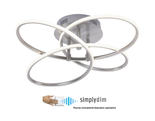 Leuchten Direkt 15660-55 NODE - Stropní moderní LED lustr v matném niklu, plynule stmívatelný vypínačem, LED 30W, 3000K, Ø 60cm
