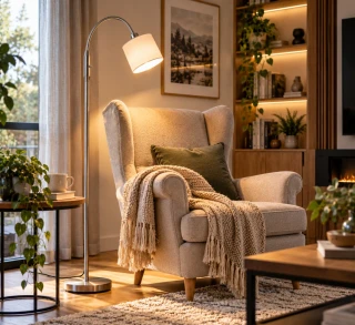 Trio Leuchten R46331001 TOMMY - Moderní stojací čtecí lampa s husím krkem 1 x E14, 130cm výška / bílá