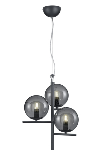 Trio Leuchten 302000342 PURE - Antracitový tříramenný závěsný lustr 3 x E14