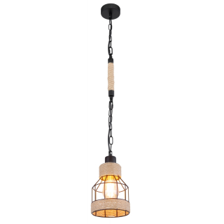 Globo 15674H HALIA - Závěsné svítidlo se stínidlem z konopného lana, 1 x E27 Ø 14cm