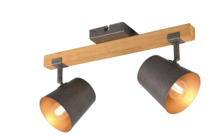 Trio Leuchten 801900267 BELL - Stropní dvouramenné svítidlo se dřevěnou lištou 2 x E14