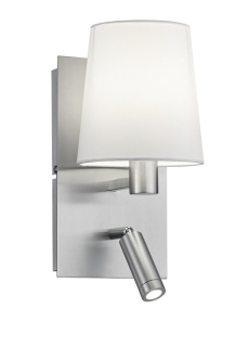 Trio Leuchten 271470207 MARRIOT - Nástěnná lampička se čtecí bodouvkou a textilním stínidlem 1 x E14 + LED 3,1W, 3000K