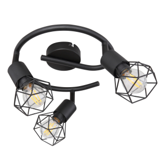 Globo 54802S-3 XARA - Stropní retro bodové svítidlo v černé barvě 3 x E14