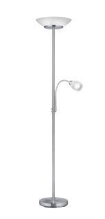 Trio Leuchten R40063107 GERRY - Moderní stojací lampa do obýváku v matném niklu, 2 x E27 + 1x E14, 180cm