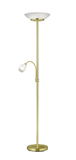 Trio Leuchten R40063108 GERRY - Moderní stojací lampa do obýváku v matné mosazi, 2 x E27 + 1x E14, 180cm