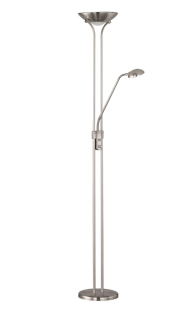 Trio Leuchten R42292107 SPOCK - Moderní stojací LED stmívatelná lampa v matném niklu LED 19W + 5W, 3000K, 180cm