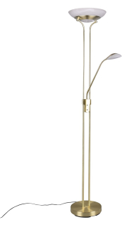 Trio Leuchten R40073508 ORSON- Moderní stojací LED stmívatelná lampa v matné mosazi, LED 28W + 6W, 3000K, 180cm